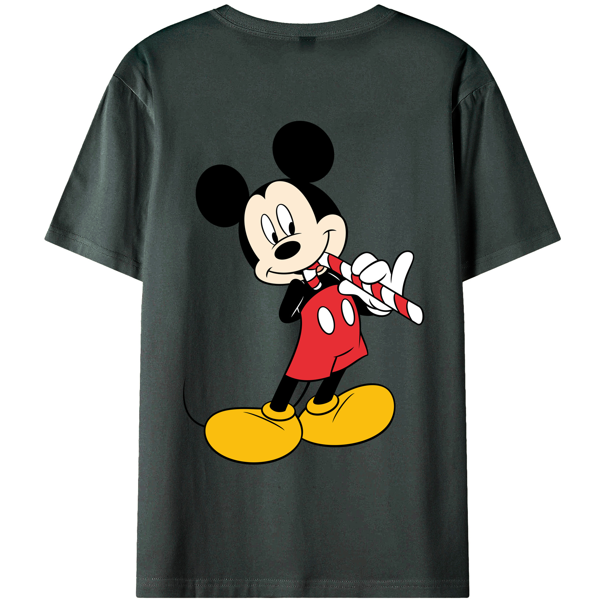 ミッキーマウス Mickey Mouse 綿100％ メンズ半袖Tシャツ（バックプリント） 通気性